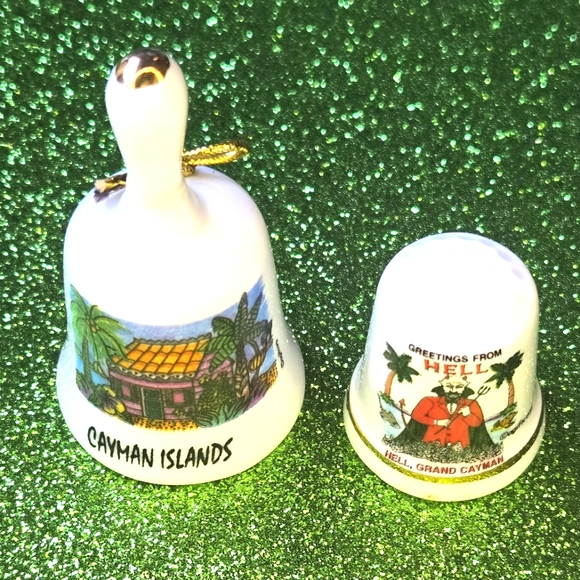 Cayman Islands Porcelain Bell and Hell Grand Cayman Thimble - Picture 1 of 4